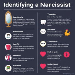 An insightful infographic showcasing the common signs and lies associated with narcissists