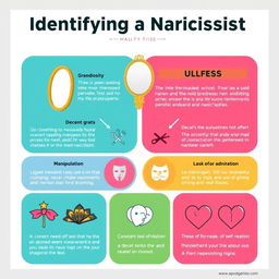 An insightful infographic showcasing the common signs and lies associated with narcissists