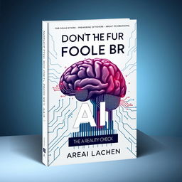 "Don't be Fooled by AI: The AI Reality Check" book cover design featuring a clever balance of technological imagery and cautionary themes