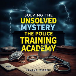 A gripping book cover for 'Solving The Unsolved Mystery of The Police Training Academy'