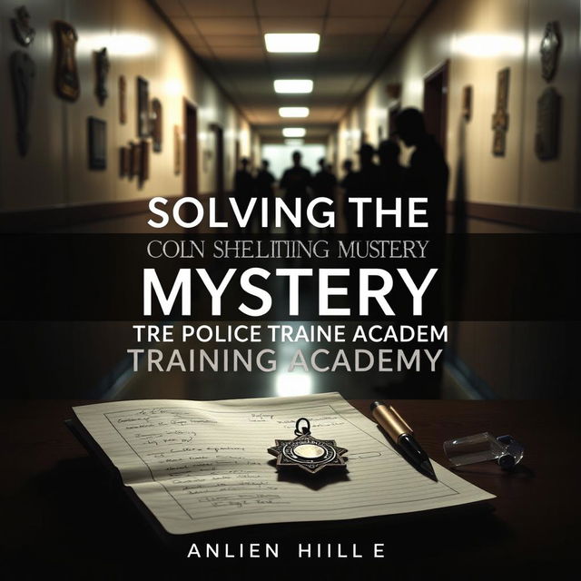 A captivating murder mystery book cover for the title 'Solving The Unsolved Mystery of The Police Training Academy'