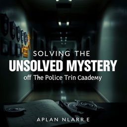 A captivating murder mystery book cover for the title 'Solving The Unsolved Mystery of The Police Training Academy'