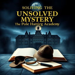 A captivating book cover for "Solving The Unsolved Mystery of The Police Training Academy" featuring a mysterious and intriguing atmosphere