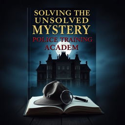 A captivating book cover for "Solving The Unsolved Mystery of The Police Training Academy" featuring a mysterious and intriguing atmosphere