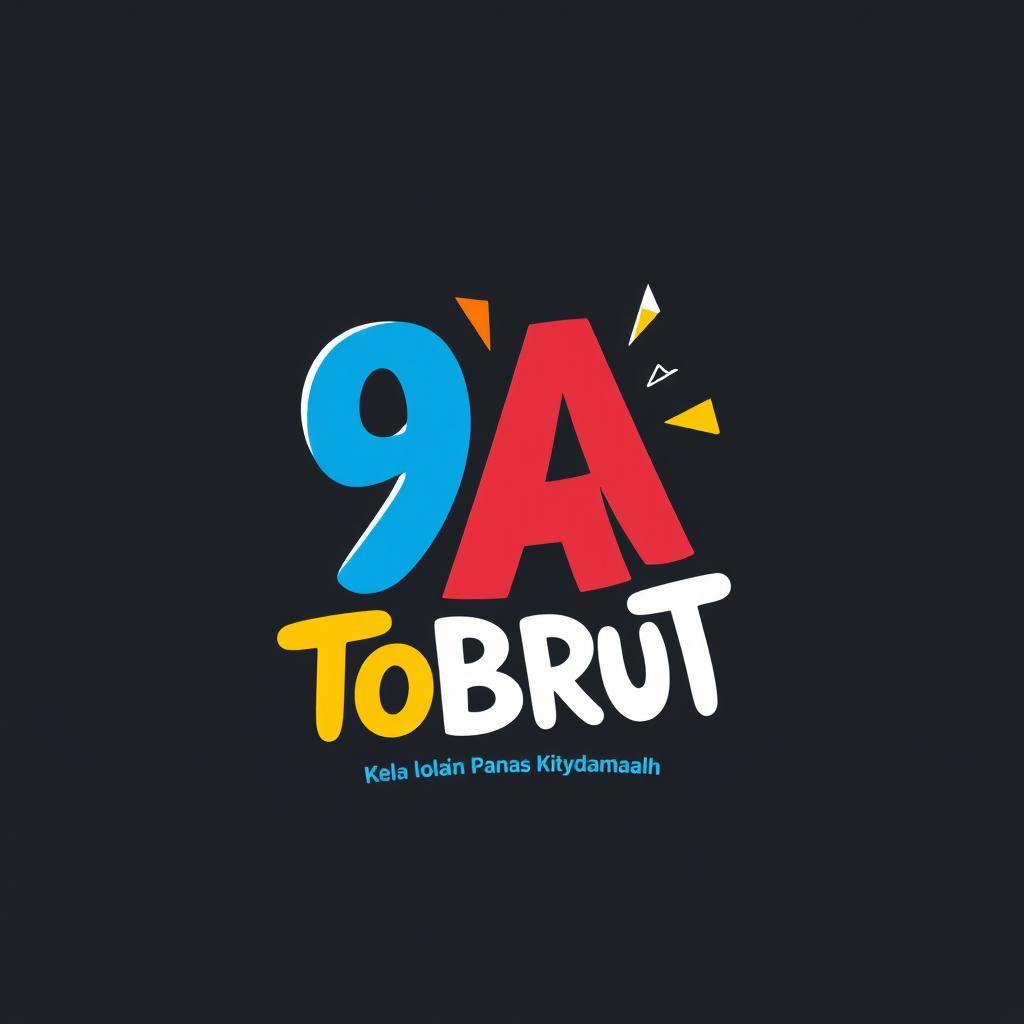 Design a logo for "9A TOBRUT" incorporating the phrases "kelas lain boleh panas kitamah gaya bebas" and "beda kelas ngapain dibah"