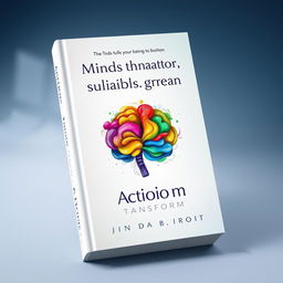 Book cover with the title 'Minds that groan, Actions that transform' featuring a colorful brain depicted as a vibrant, abstract circle in the center