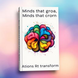 Book cover with the title 'Minds that groan, Actions that transform' featuring a colorful brain depicted as a vibrant, abstract circle in the center