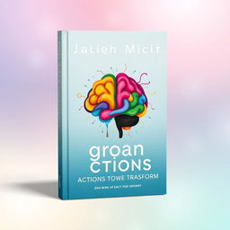 Book cover with the title 'Minds that groan, Actions that transform' featuring a colorful brain depicted as a vibrant, abstract circle in the center