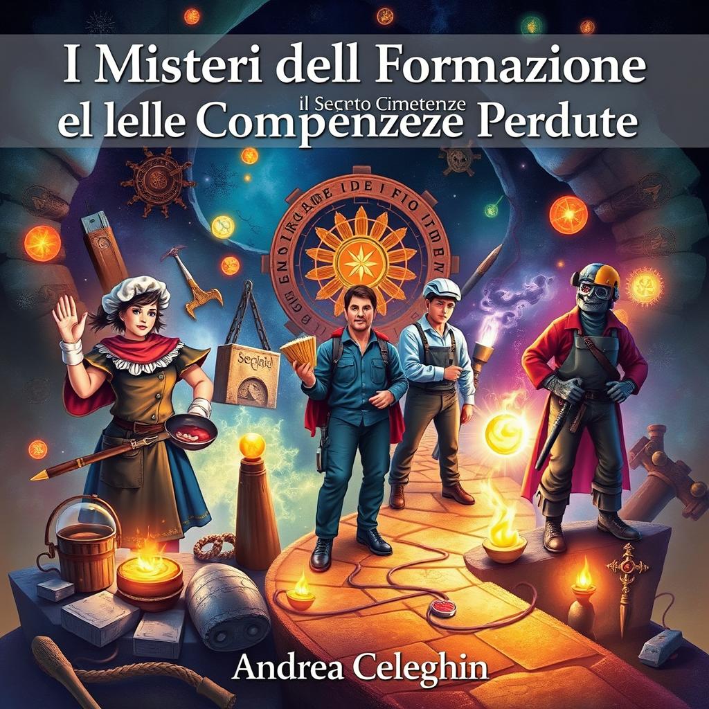 A captivating book cover featuring the title "I Misteri della Formazione e il Segreto delle Competenze Perdute" prominently at the top