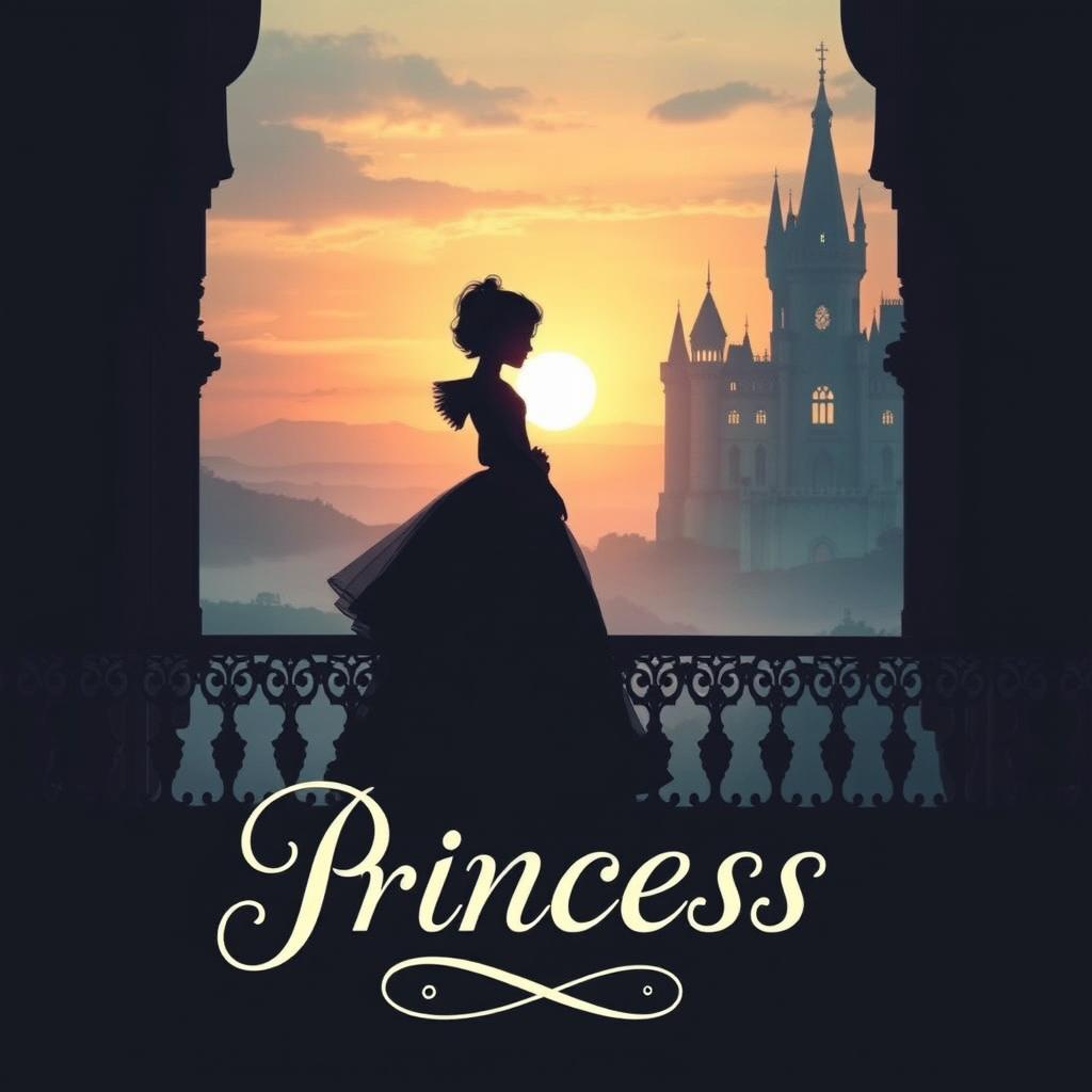 A novel cover showcasing the silhouette of a young girl who has transmigrated into a princess