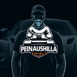 A logo titled "Peninsula Shield" featuring a masked person standing authoritatively on top of a tank