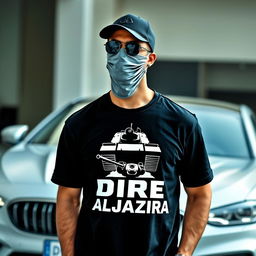 A logo titled "Dire Aljazira" featuring a masked person standing powerfully on top of a tank