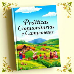 A captivating book cover design titled "Práticas Comunitárias e Camponesas"