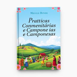 A captivating book cover design titled "Práticas Comunitárias e Camponesas"