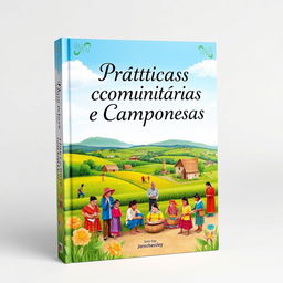 A captivating book cover design titled "Práticas Comunitárias e Camponesas"