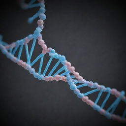 An intricately detailed DNA double helix with clearly labeled sugar-phosphate backbone, nitrogen-containing bases, and the hydrogen bonds.