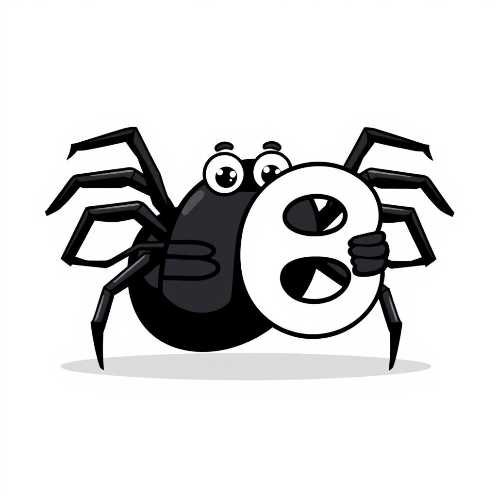 A 2D vector style illustration of a spider holding a figure 8