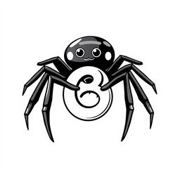 A 2D vector style illustration of a spider holding a figure 8