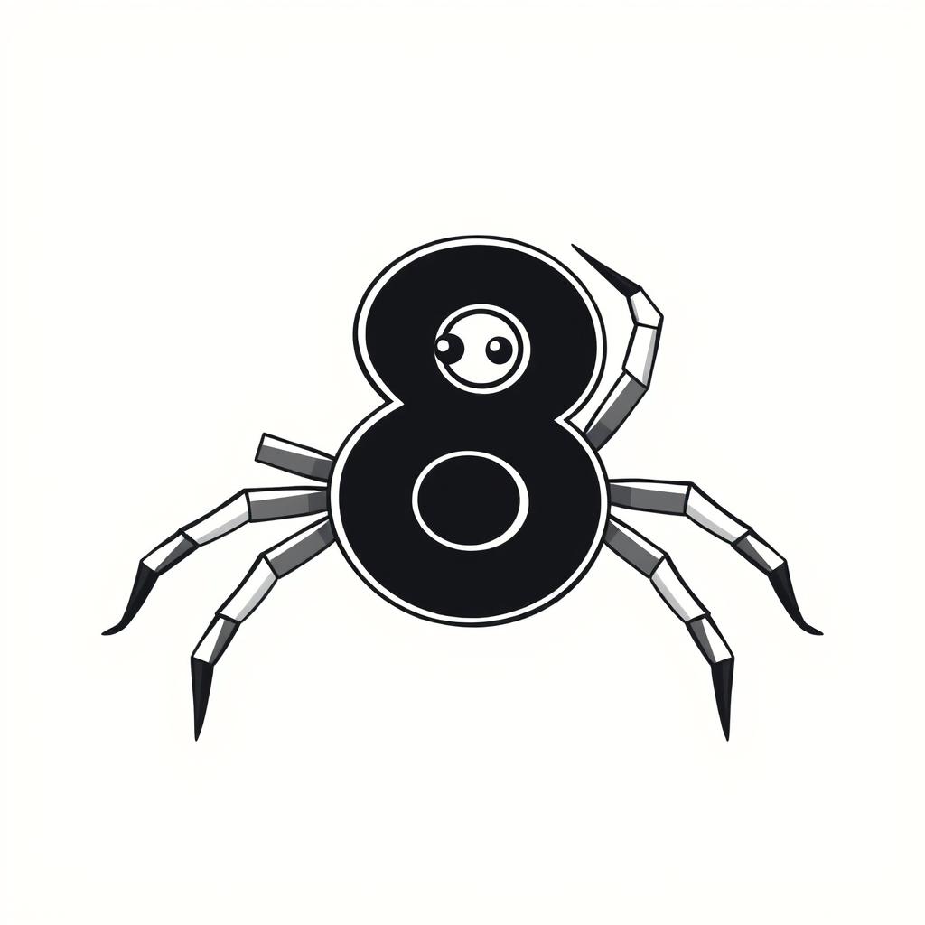 A 2D vector style illustration of a spider holding a figure 8