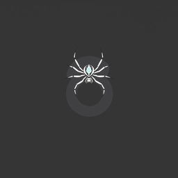 A simple, black and white flat illustration of a spider sitting on a figure 8