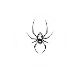 A simple, black and white flat illustration of a spider sitting on a figure 8