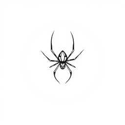 A simple, black and white flat illustration of a spider sitting on a figure 8