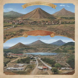 A commemorative image celebrating the 100th anniversary of El Cerro de Barrancabermeja district, featuring key landmarks and historical elements symbolic of its century-long journey.