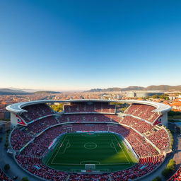 A stunning aerial view of the San Mames football stadium, showcasing its modern architectural design