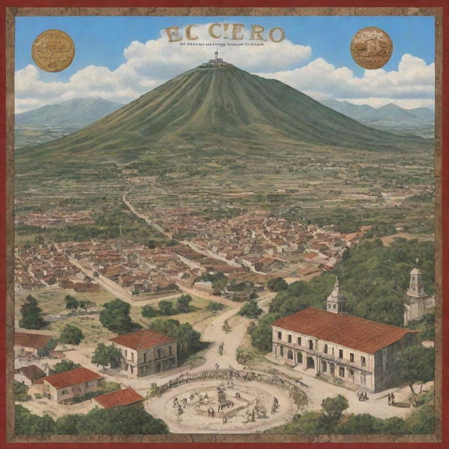 A commemorative image celebrating the 100th anniversary of El Cerro de Barrancabermeja district, featuring key landmarks and historical elements symbolic of its century-long journey.