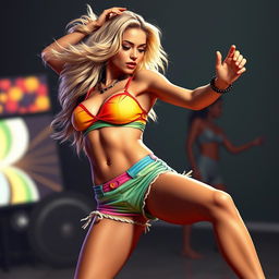 A captivating and realistic Latina funk dancer, radiating dynamism and energy