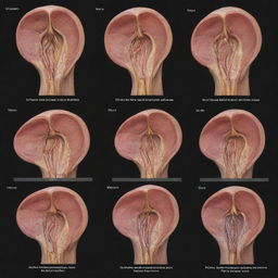 An illustrative diagram displaying the functions of the human ear. Highlight the various stages of hearing, namely, sound wave collection, vibration of the eardrum, movement of ear ossicles, fluid motion in cochlea, and signal transmission to the brain.