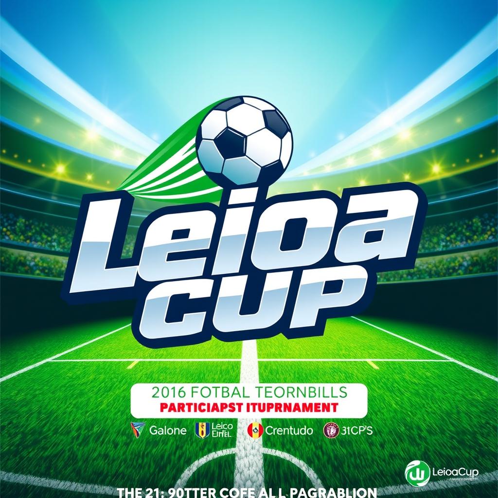 A dynamic and vibrant promotional poster for the "Leioa Cup" football tournament