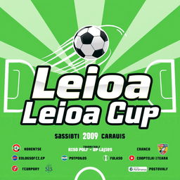 A dynamic and vibrant promotional poster for the "Leioa Cup" football tournament