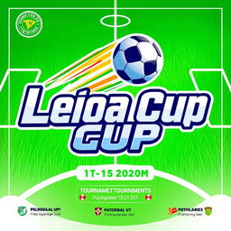 A dynamic and vibrant promotional poster for the "Leioa Cup" football tournament