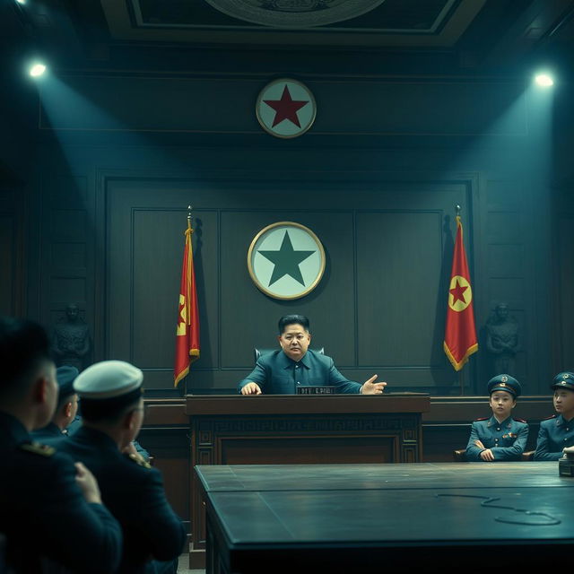 A dramatic and cinematic representation of North Korea's unique and bewildering laws, focusing on their impact and surreal nature