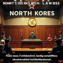 A dramatic and cinematic representation of North Korea's unique and bewildering laws, focusing on their impact and surreal nature