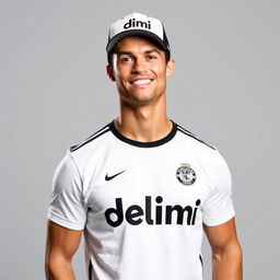 Cristiano Ronaldo wearing a stylish T-shirt and cap from the Delimi clothing brand