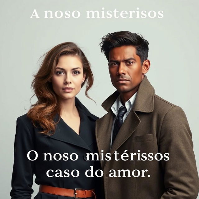 A woman and a man dressed in minimalist detective outfits