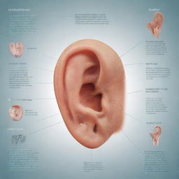 A detailed infographic of the human ear's functions explained in Spanish. Include the functions of hearing, balance, and localizing sound in the surrounding environment.