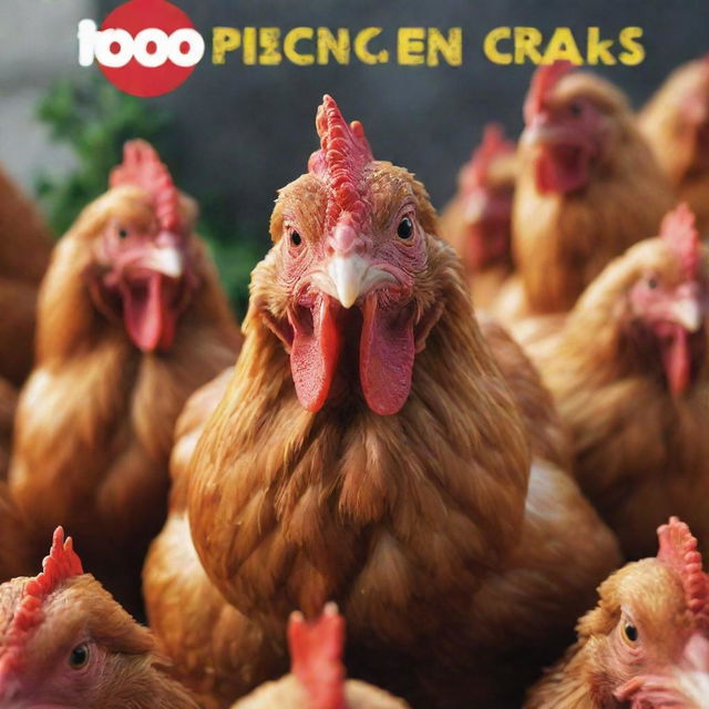 A vibrant and attention-grabbing image of a chicken sale with the text 'Pio Pio'