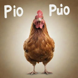 A lively image of a chicken with the text 'Pio Pio'