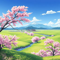 A tranquil and serene landscape scene inspired by manga style