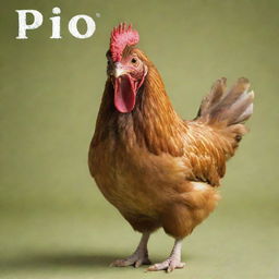 A lively image of a chicken with the text 'Pio Pio'