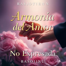 A novel cover for "Armonía del Amor No Expresada" by Rasojienu_ with an elegant title font in gold, silver, or white