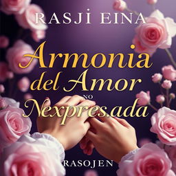 A novel cover for "Armonía del Amor No Expresada" by Rasojienu_ with an elegant title font in gold, silver, or white