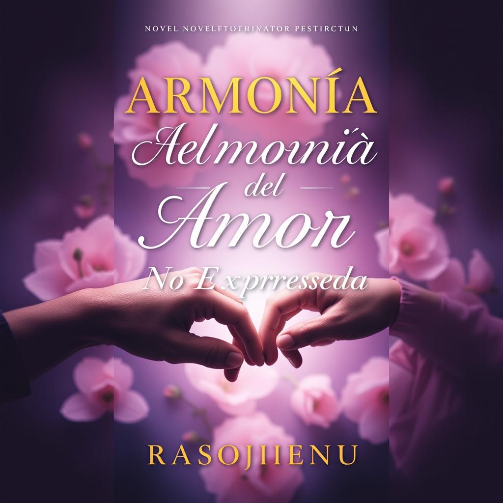 A novel cover for "Armonía del Amor No Expresada" by Rasojienu_ with an elegant title font in gold, silver, or white