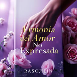 A novel cover for "Armonía del Amor No Expresada" by Rasojienu_ with an elegant title font in gold, silver, or white