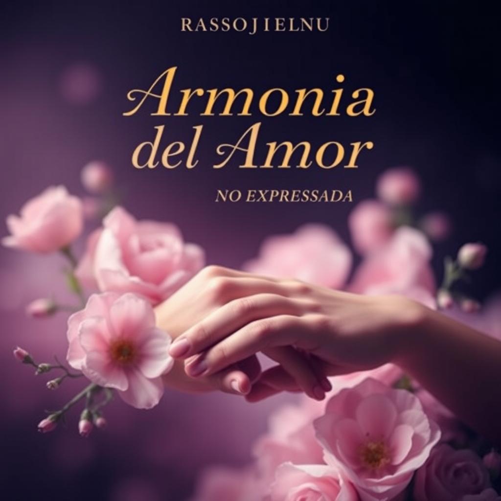 A novel cover for "Armonía del Amor No Expresada" by Rasojienu_ with an elegant title font in gold, silver, or white