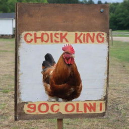 An eye-catching sign advertising 'Pio Pio' chickens for sale at a chicken coop