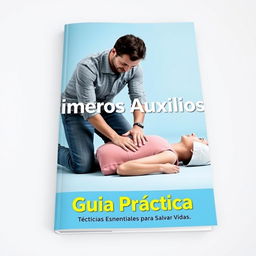 First Aid Manual cover featuring a realistic scene where a person is administering CPR (cardiopulmonary resuscitation) to another person